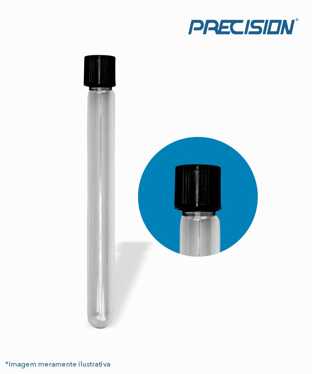 Tubo de vidro 16mmx150mm com tampa rosca baquelite